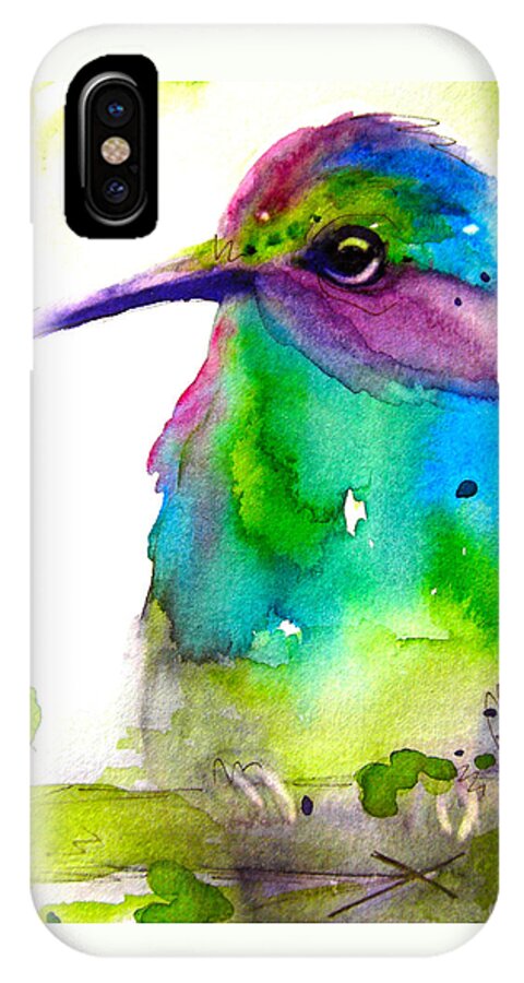 Hummingbird iPhone X Case featuring the painting Hidden by Dawn Derman