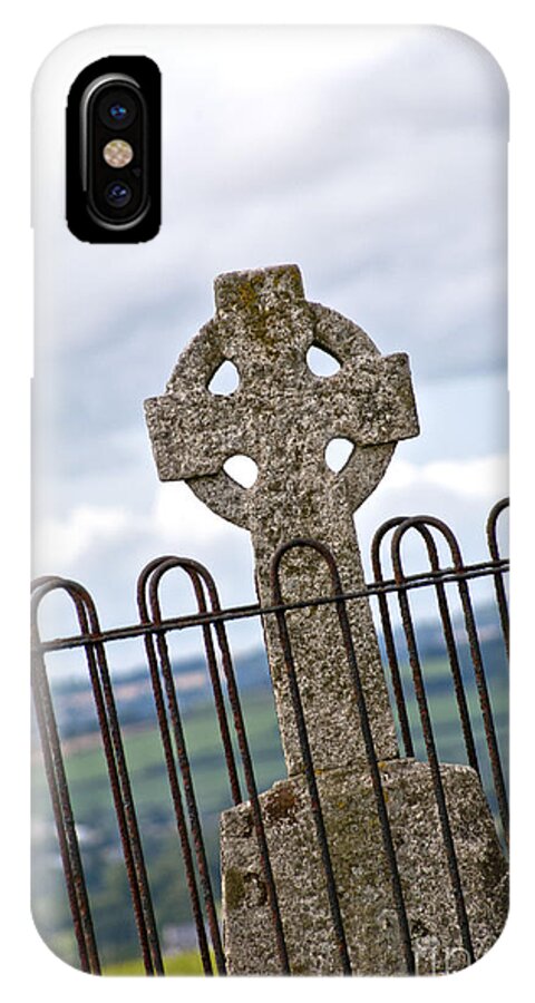 Ireland Digital Photography iPhone X Case featuring the digital art Hill of Tara Celtic Cross by Danielle Summa