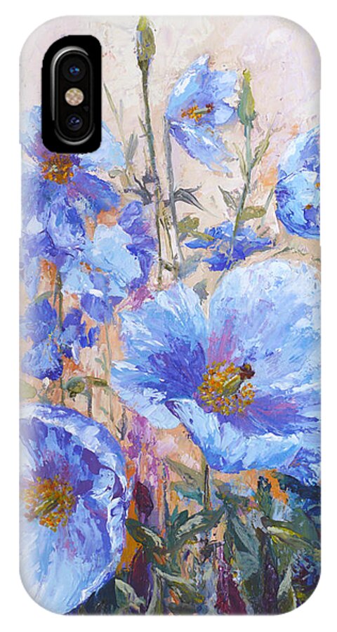 Himalayan Blue Poppies iPhone X Case featuring the painting Himalayan Blue Poppies by Karen Mattson