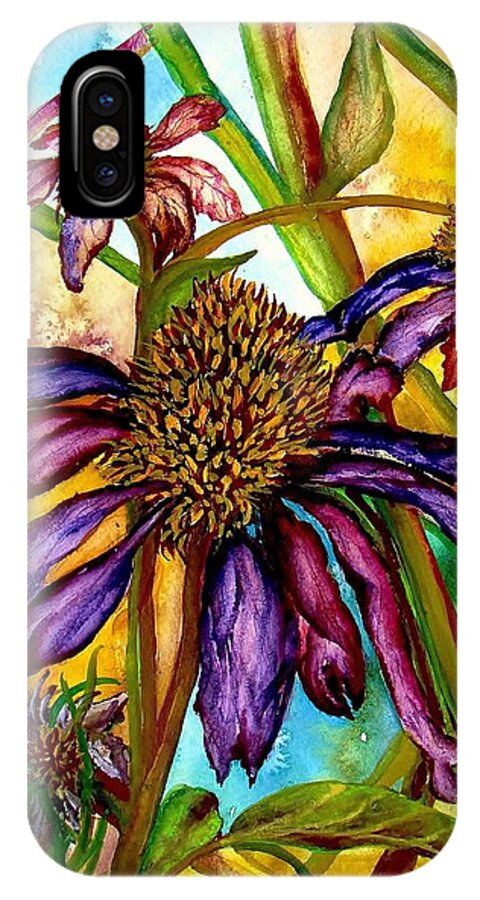 Coneflowers iPhone X Case featuring the painting Holding On to Summer SOLD by Lil Taylor