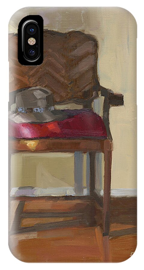 Antique Chair iPhone X Case featuring the painting SOLD Home Is Where Your Hat Lies by Nancy Parsons
