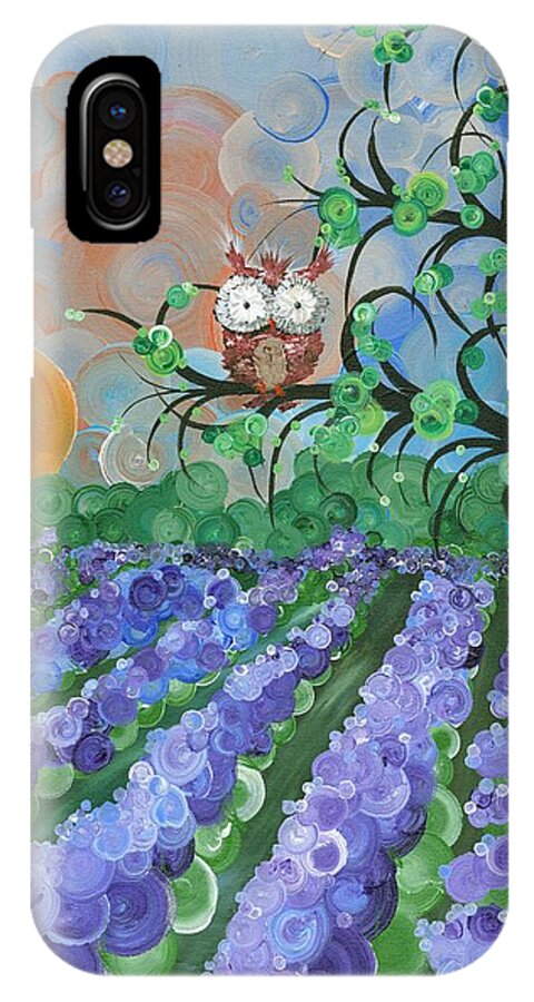 Owls iPhone X Case featuring the painting Hoolandia Seasons Summer by MiMi Stirn