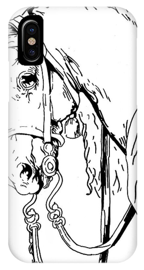 Horse iPhone X Case featuring the drawing Horse by Bill Richards