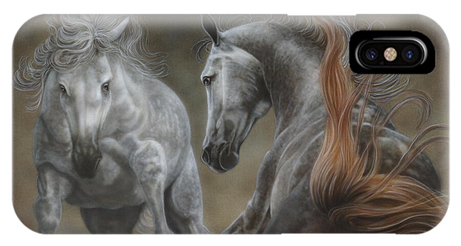 North Dakota Artist iPhone X Case featuring the painting Horseplay II by Wayne Pruse