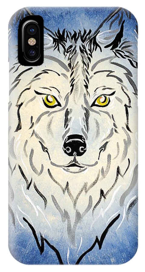 Wolf iPhone X Case featuring the painting Hungry like the wolf by Meganne Peck