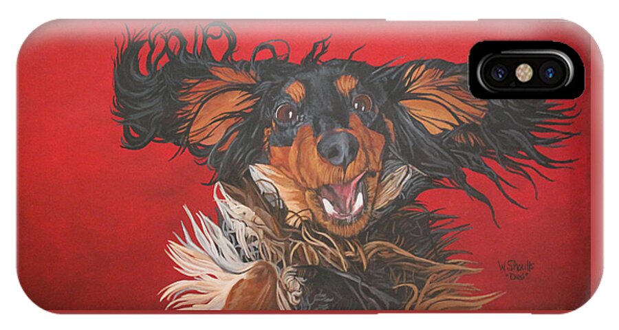 Dachshund iPhone X Case featuring the painting I am sooooooo HaPpY to see you by Wendy Shoults