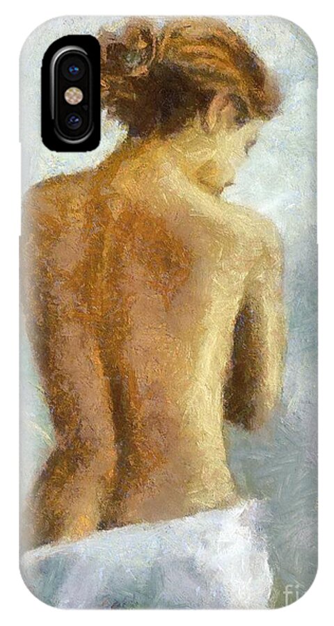 Nude iPhone X Case featuring the painting In Anticipation by Dragica Micki Fortuna