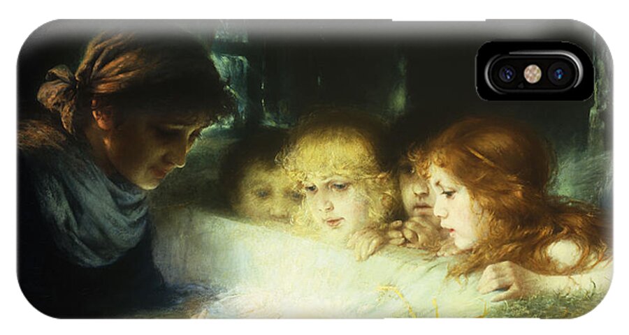 Manger iPhone X Case featuring the painting In the Manger by Hugo Havenith