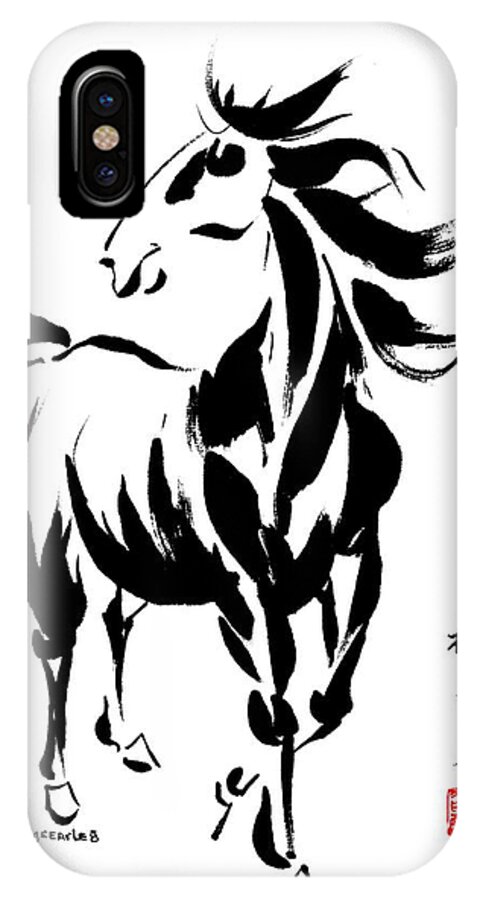 Chinese Brush Painting iPhone X Case featuring the painting Instigator by Bill Searle