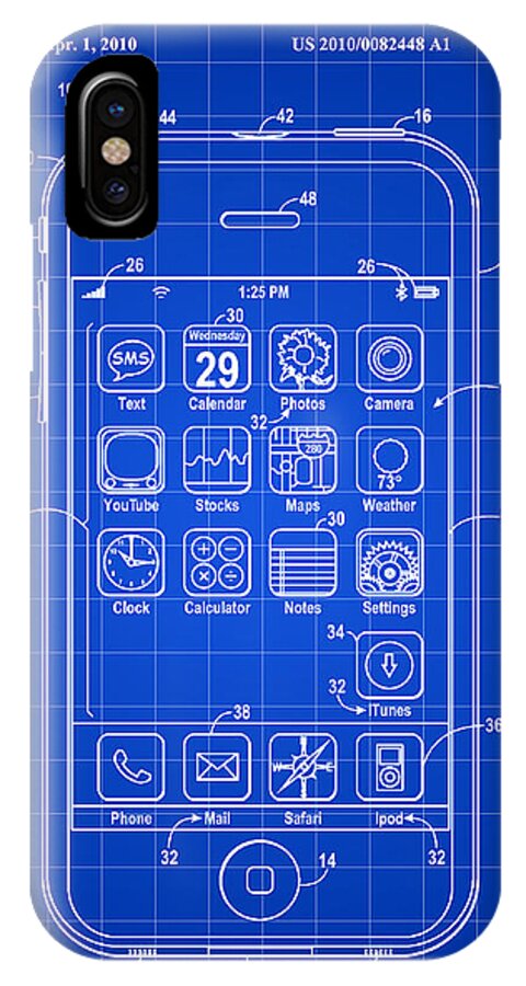 Iphone iPhone X Case featuring the digital art iPhone Patent - Blue by Stephen Younts