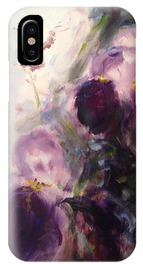 Iris iPhone X Case featuring the painting Iris Fog by Karen Carmean