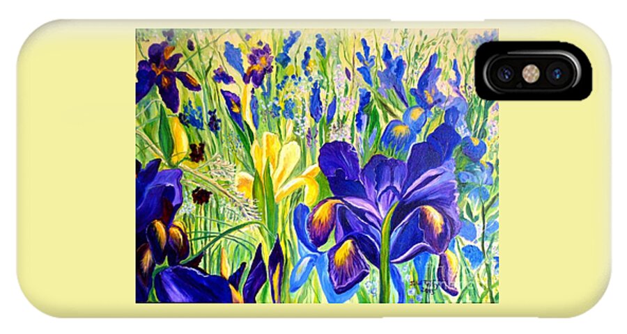 Iris iPhone X Case featuring the painting Iris Spring by Julie Brugh Riffey