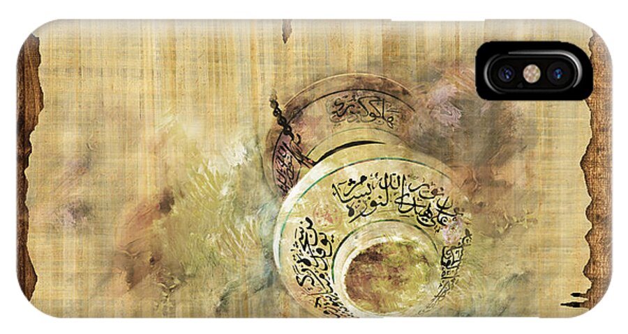 Caligraphy iPhone X Case featuring the painting Islamic Calligraphy 037 by Catf