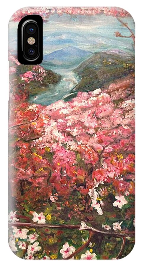 Sakura iPhone X Case featuring the painting It is Spring Everyday by Belinda Low