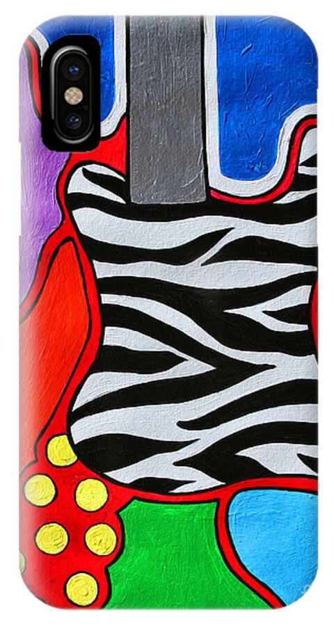 Electric Guitar iPhone X Case featuring the painting It's Electric Acrylic By Diana Sainz by Diana Raquel Sainz