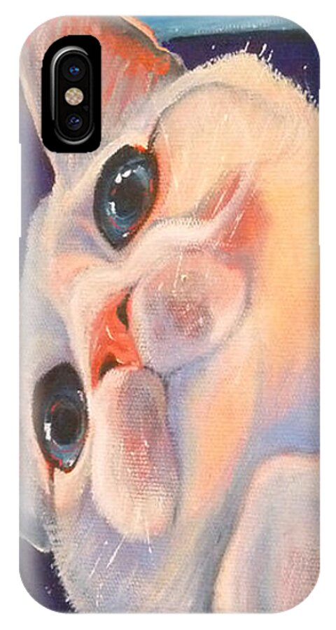 Cat iPhone X Case featuring the painting Ive Been Framed Side View by Susan A Becker