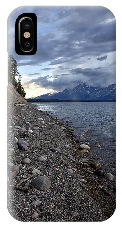 Lake iPhone X Case featuring the photograph Jackson Lake Shore with Grand Tetons by Belinda Greb