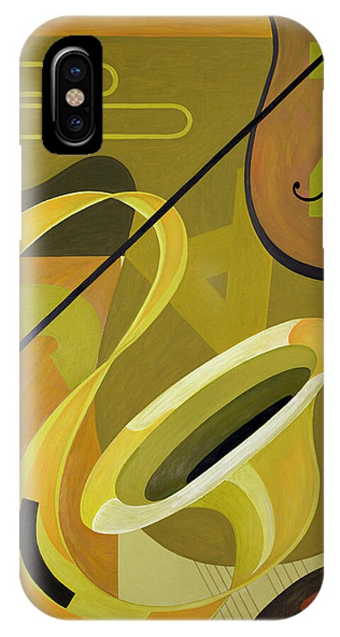 Music Later 20th Century iPhone X Case featuring the painting Jazz by Carolyn Hubbard-Ford
