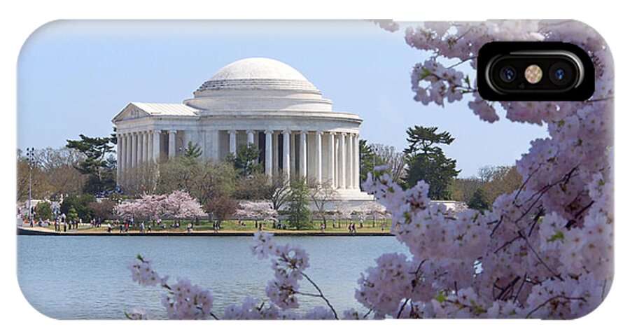 Landmarks iPhone X Case featuring the photograph Jefferson Memorial - Cherry Blossoms by Mike McGlothlen