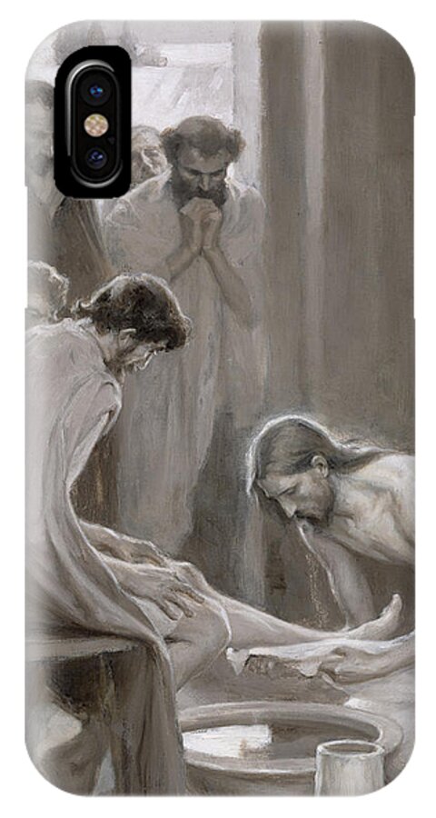 Disciple iPhone X Case featuring the painting Jesus Washing the Feet of his Disciples by Albert Gustaf Aristides Edelfelt
