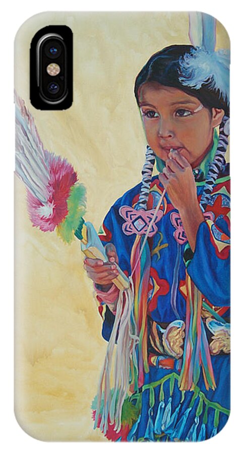 Native American iPhone X Case featuring the painting Jingle by Christine Lytwynczuk
