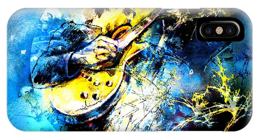 Music iPhone X Case featuring the painting Joe Bonamassa 01 bis by Miki De Goodaboom