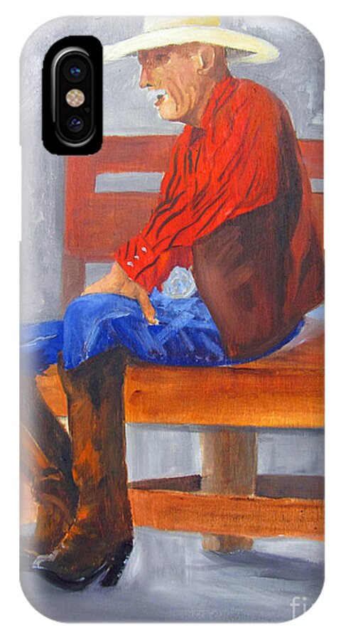 Cowboy iPhone X Case featuring the painting Joe From Hico by Barbara Haviland