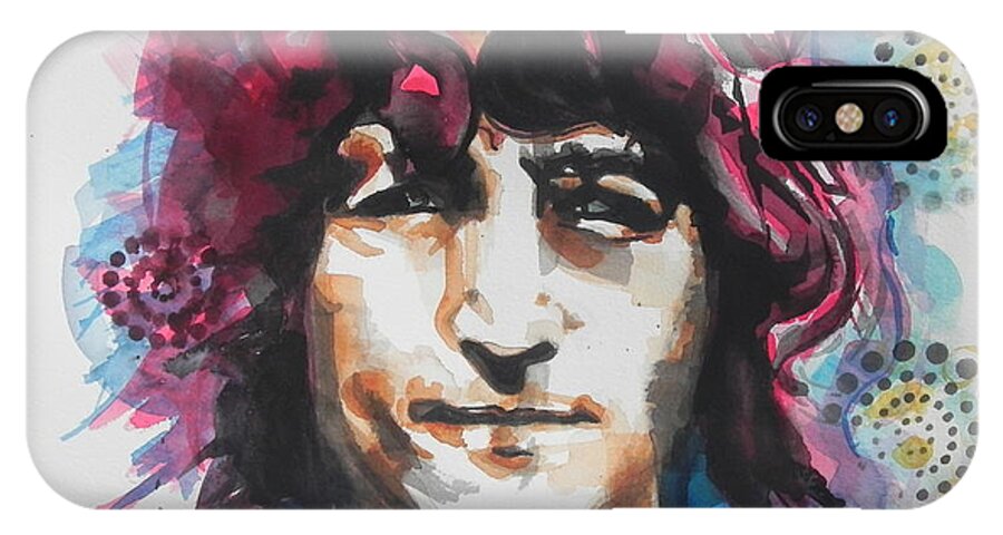 Watercolor Painting iPhone X Case featuring the painting John Lennon..Up Close by Chrisann Ellis