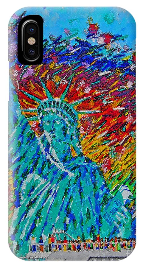 Statue Of Liberty iPhone X Case featuring the digital art July 4 Celebration by Art Mantia