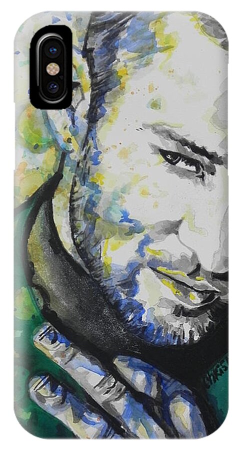 Watercolor Painting iPhone X Case featuring the painting Justin Timberlake...01 by Chrisann Ellis