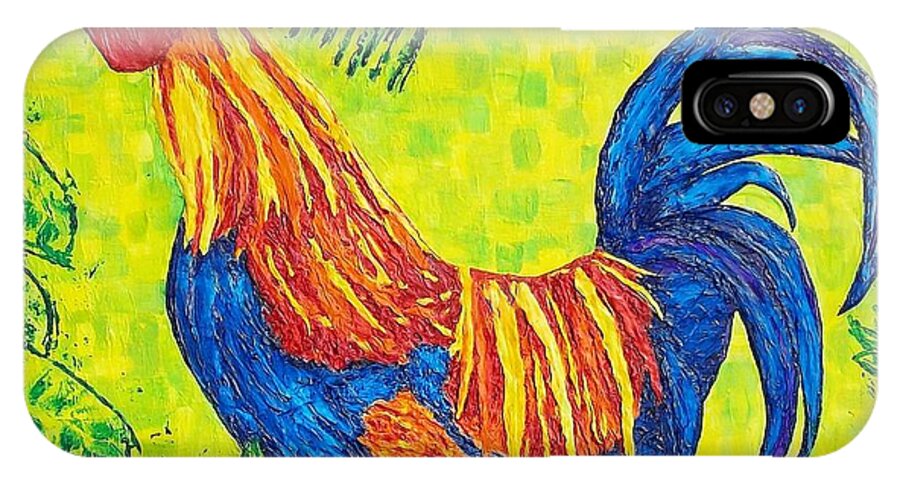 Kauai iPhone X Case featuring the painting Kauai Rooster by Susan M Woods