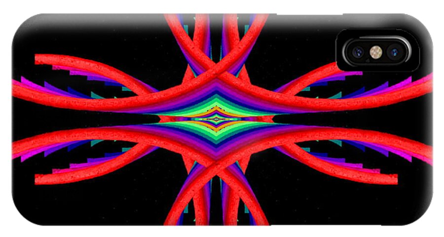 Abstract iPhone X Case featuring the digital art Kinetic Rainbow 41 by Tim Allen