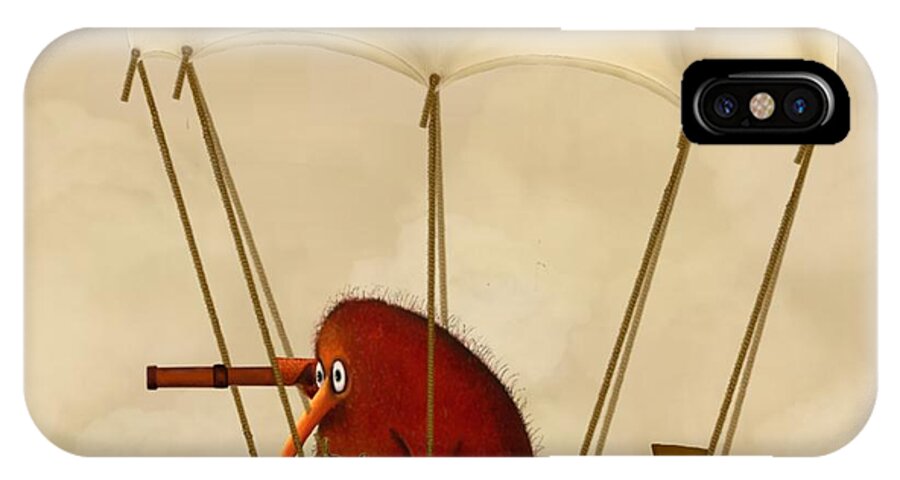 Kiwi Bird iPhone X Case featuring the digital art Kiwi Bird Kev's Airship by Marlene Watson