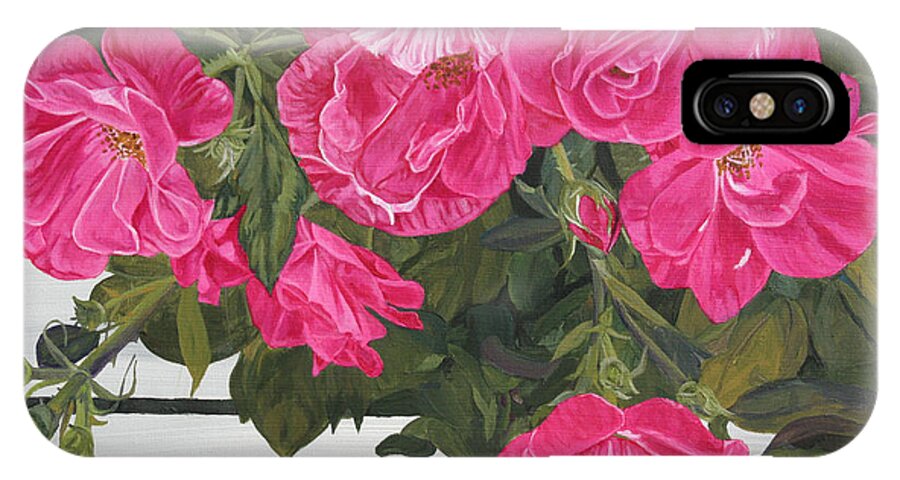 Roses iPhone X Case featuring the painting Knock Out Roses by Wendy Shoults