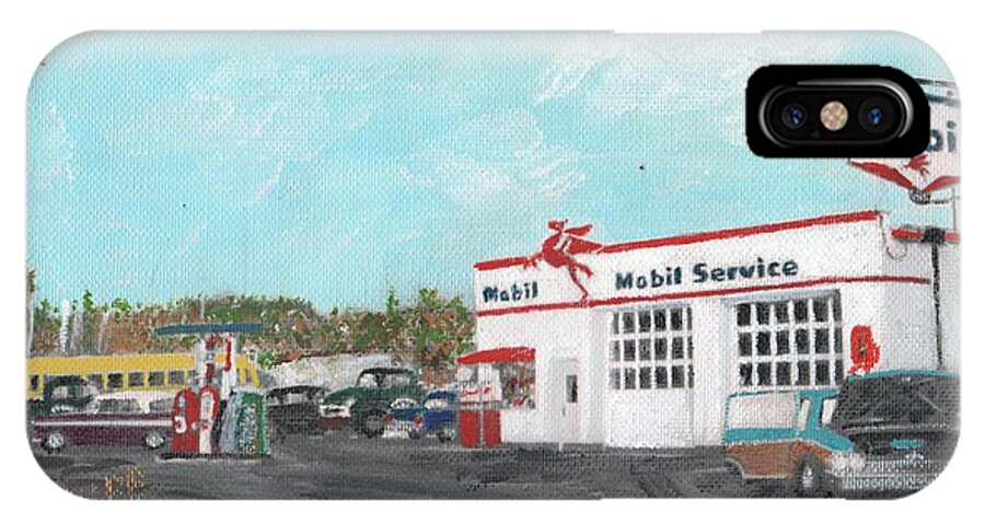 Gas Stations iPhone X Case featuring the painting Koki's Garage by Cliff Wilson