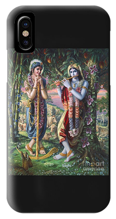 Baby Krishna iPhone X Case featuring the painting Krishna and Balaram by Vishnu Das