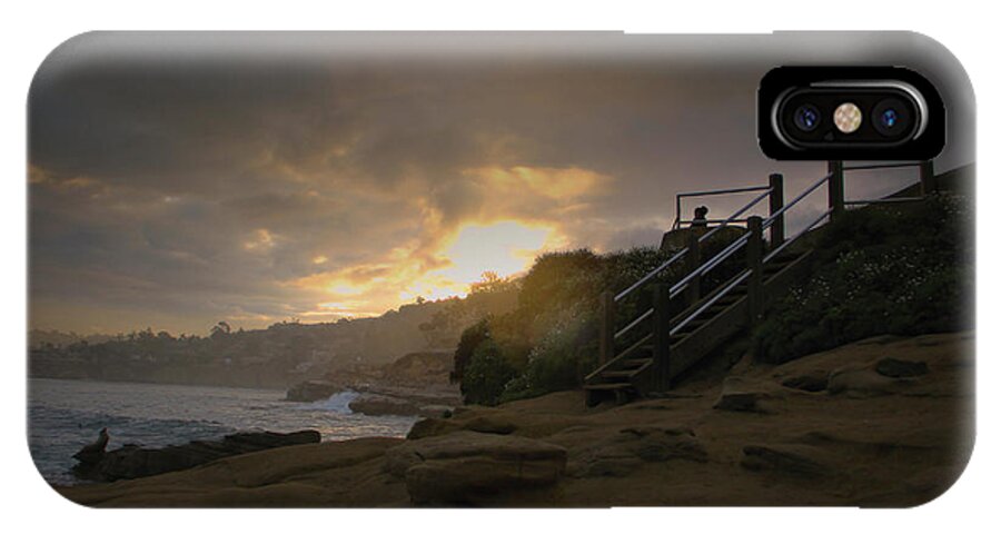 Side Steps iPhone X Case featuring the photograph La Jolla Cove Sunrise by Jeremy McKay