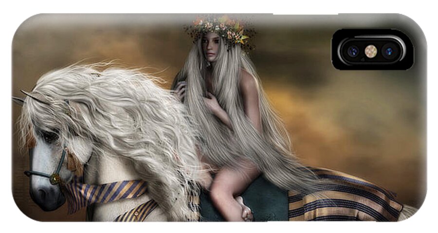 Lady Godiva iPhone X Case featuring the digital art Lady Godiva by Shanina Conway