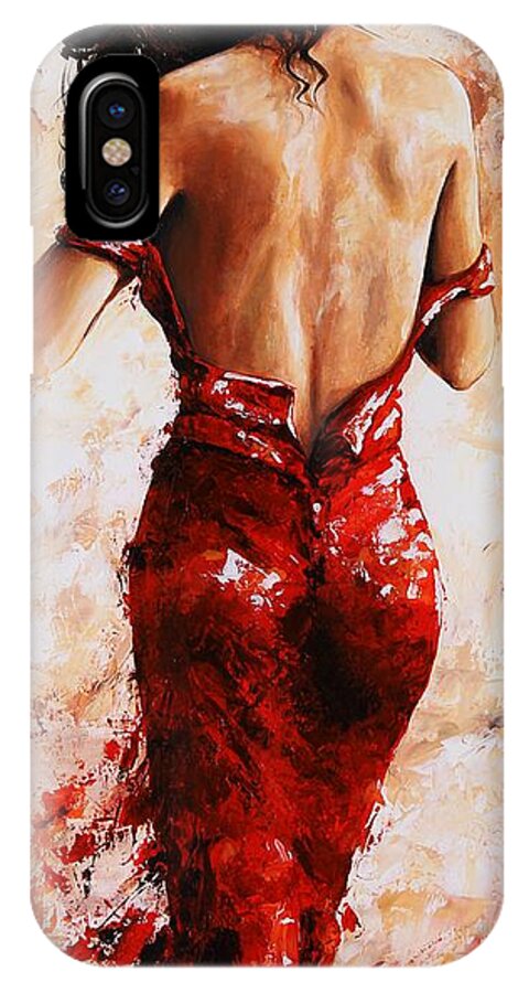 Lady iPhone X Case featuring the painting Lady in Red #24 large by Emerico Imre Toth