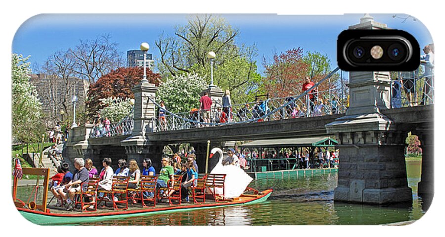 Swan Boat iPhone X Case featuring the photograph Lagoon Bridge and Swan Boat by Barbara McDevitt