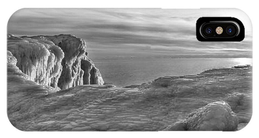 B& W iPhone X Case featuring the photograph Lake Michigan Ice VI by Frederic A Reinecke