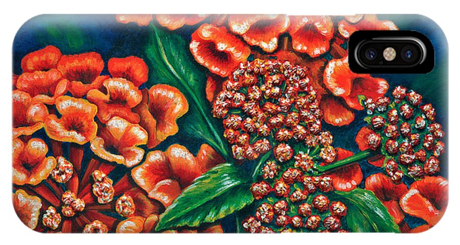 Lantana Flowers iPhone X Case featuring the painting Lantana by Lori Sutherland