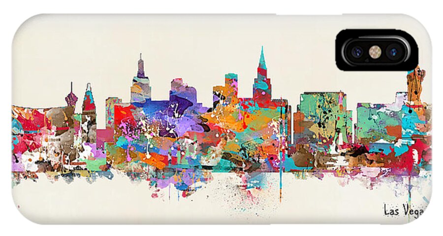 Las Vegas iPhone X Case featuring the painting Las Vegas Skyline by Bri Buckley
