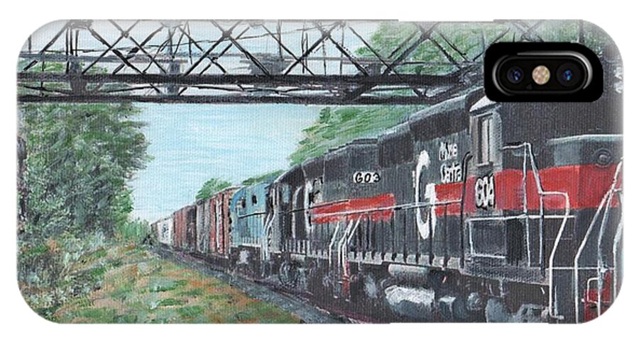 Trains iPhone X Case featuring the painting Last Train Under the Bridge by Cliff Wilson