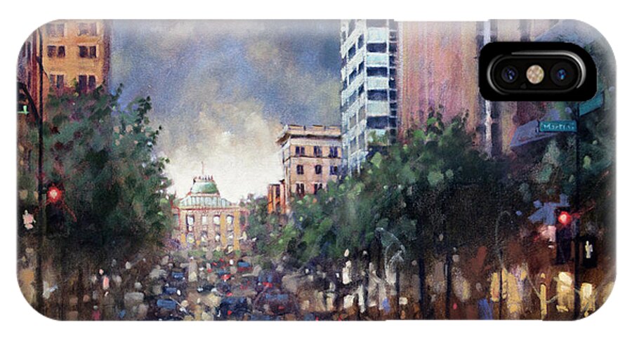 Raleigh iPhone X Case featuring the painting Late Friday Afternoon Showers by Dan Nelson
