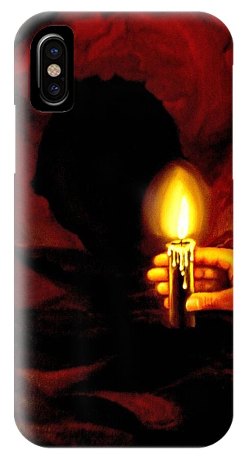 Candlelight iPhone X Case featuring the painting Light in a Tunnel by Victoria Rhodehouse