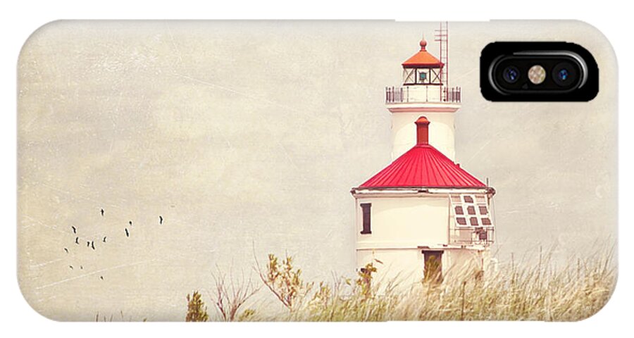 Lighthouse iPhone X Case featuring the photograph Lighthouse With Red Roof by Pam Holdsworth