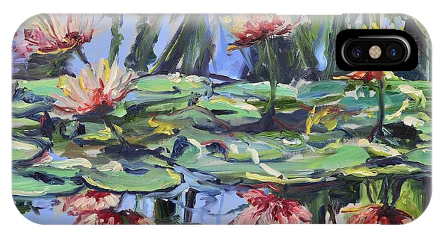 Lily iPhone X Case featuring the painting Lily Pond Reflections by Donna Tuten