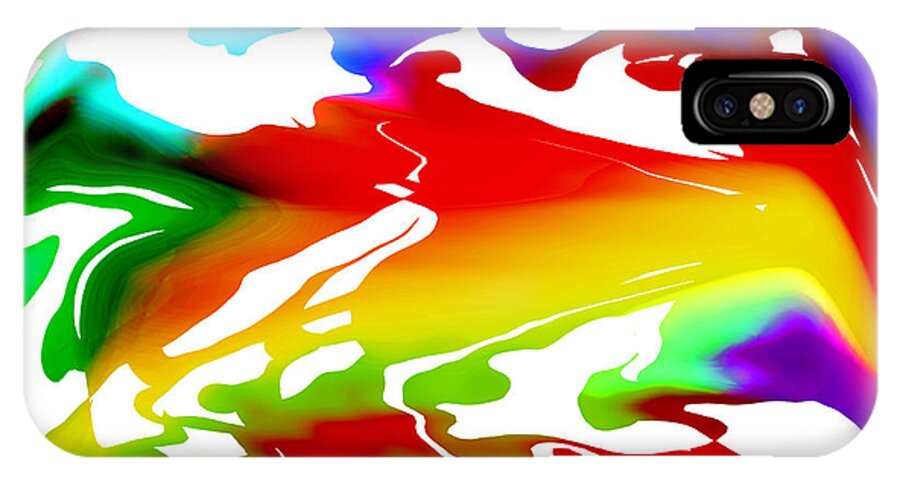 Abstract iPhone X Case featuring the digital art Liquid Colors by Susan Stevenson