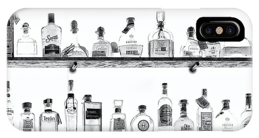 Bottles iPhone X Case featuring the photograph Liquor Bottles - Black and White by Kathleen K Parker